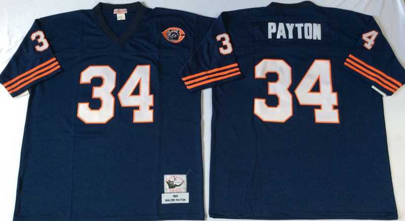 Bears 34 Walter Payton Navy M&N Throwback Jersey->nfl m&n throwback->NFL Jersey